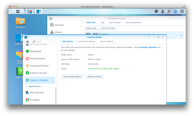 DSM 5.0 auf einer Rackstation RS214 (Screenshot: Golem.de)